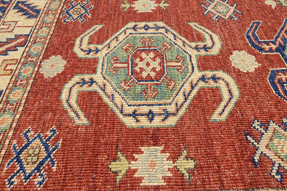 Кавказский ковер KAZAKH шерстяной Ковровые дорожкй 191x78cm фото крупным планом
