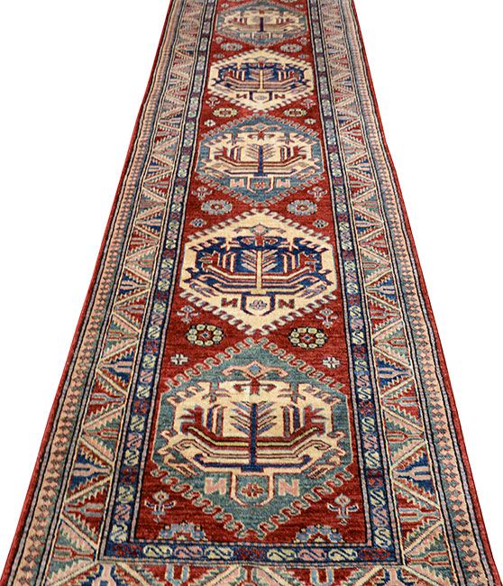 Шерстяной ковер ручной вязки KAZAKH, размер 258x81cm изображение