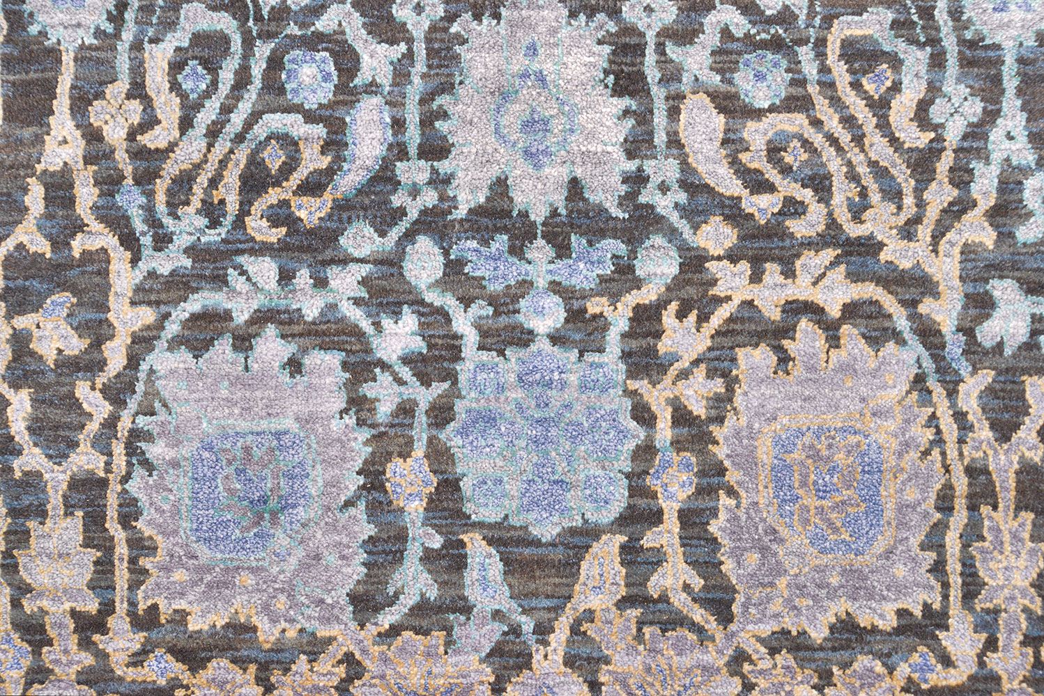 Индийский ковер NISHAT из шелка и шерсти Прямоугольный 242x174cm фото крупным планом