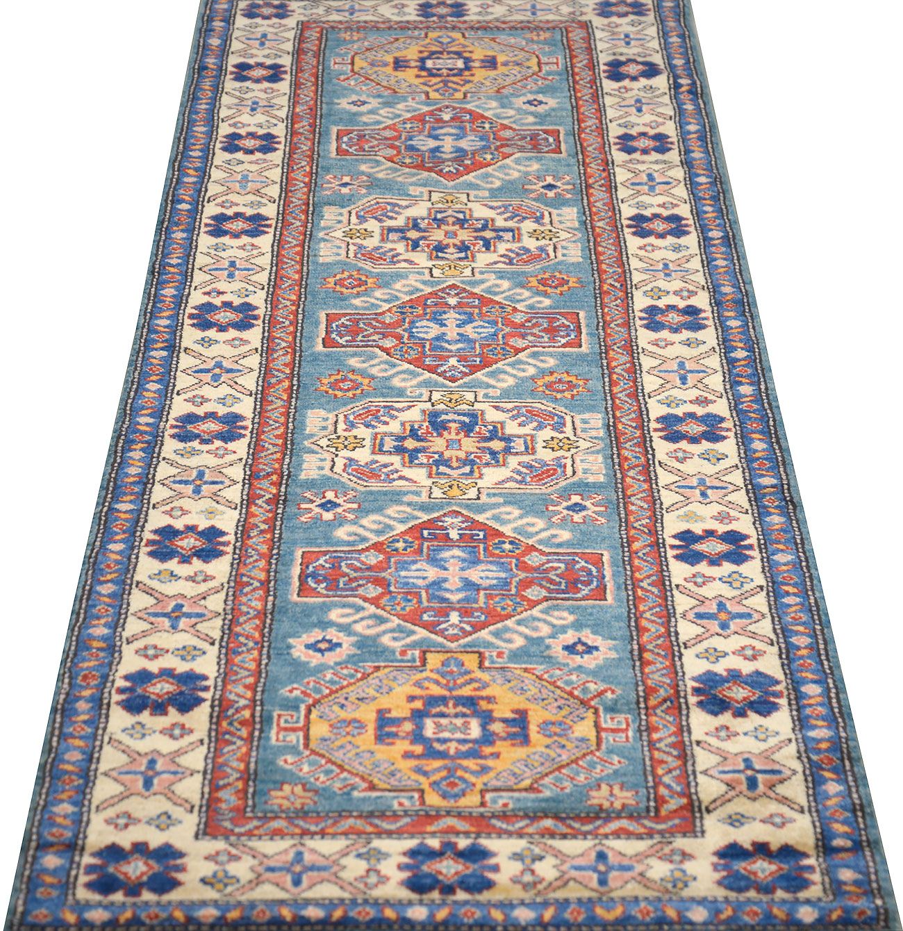 Шерстяной ковер ручной вязки KAZAKH, размер 199x77cm изображение