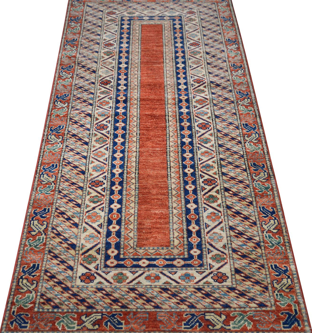 Шерстяной ковер ручной вязки KAZAKH, размер 203x81cm изображение