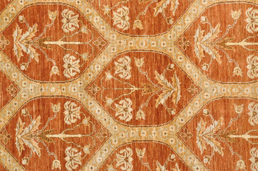 Пакистанский ковер SALTANI шерстяной Ковровые дорожкй 395x89cm фото крупным планом