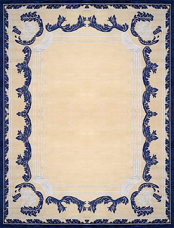 Современный Индийский ковер Baroque Frame №3407 372x276cm из шерсти и шелка в стиле неоклассика