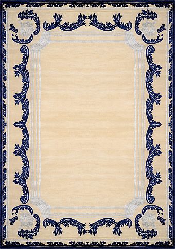 Современный Индийский ковер Baroque Frame №3416 275x185cm из шерсти и шелка в стиле неоклассика