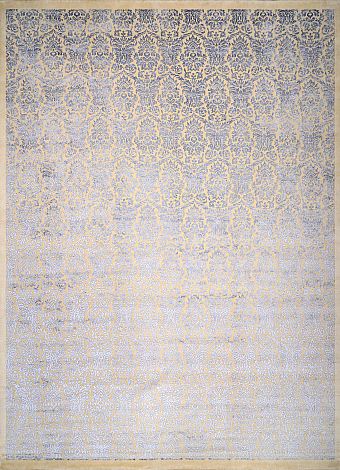 Современный Индийский ковер Damask №3429 424x307cm из шерсти и бамб. шелка в стиле неоклассика