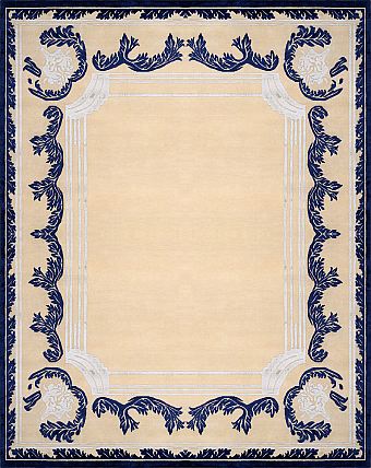 Современный Индийский ковер Baroque Frame №3431 303x244cm из шерсти и шелка в стиле неоклассика