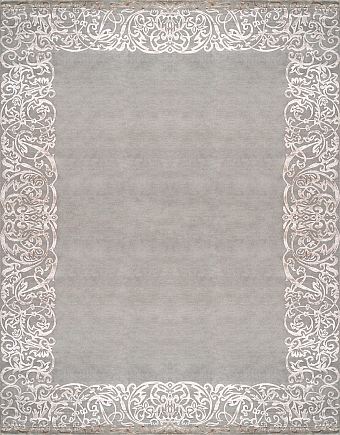 Современный Индийский ковер Rococo Frame №3450 362x274cm из шерсти и бамб. шелка в стиле неоклассика