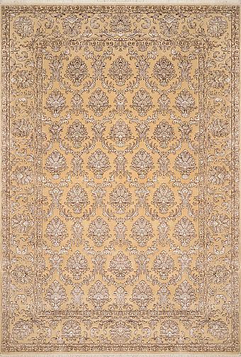 Современный Индийский ковер Damask №3526 294x198cm из шерсти и шелка в стиле неоклассика