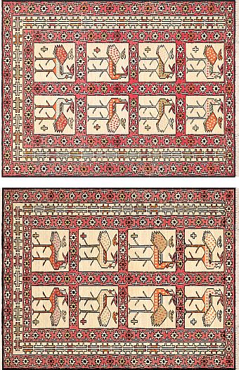Безворсовый Пакистанский ковер Zili №3559 96x70cm из шелка