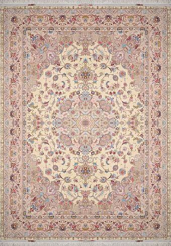 Иранский Tebriz ковер №1884 356x250cm из шелка и шерсти