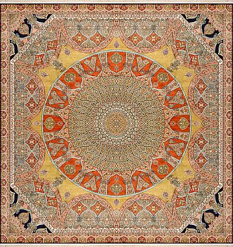 Шелковый Индийский ковер Gombad №1590 254x245cm