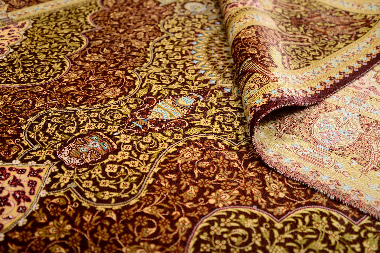 Шелковый ковер ручной вязки QOM, размер 203x135cm изображение