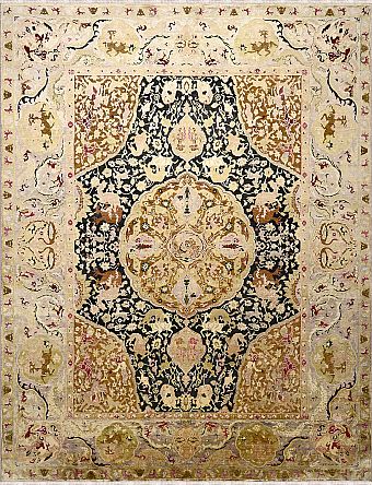 Современный Индийский ковер Bengal №2733 351x272cm из шерсти и шелка в стиле неоклассика