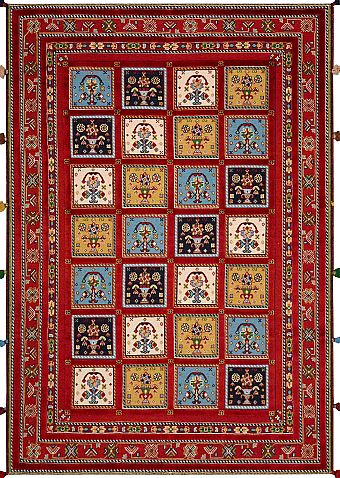 Безворсовый Индийский ковер Sirjan №3641 201x141cm из шерсти