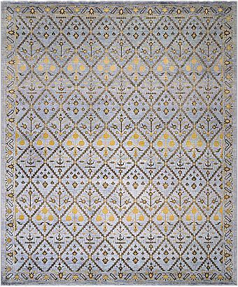 Современный Индийский ковер Garden №3646 303x247cm из шерсти и бамб. шелка в стиле неоклассика