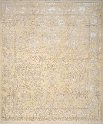 Современный Индийский ковер Rajastan Shabby №2692 305x255cm из шерсти и бамб. шелка в стиле неоклассика