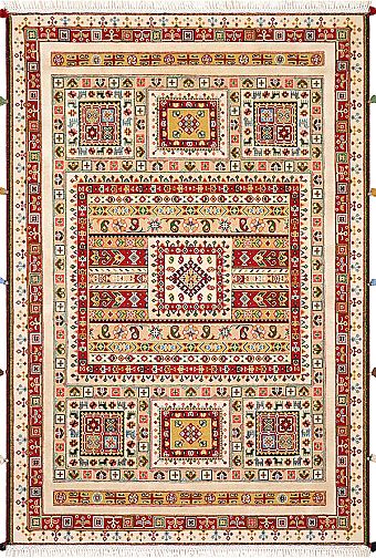 Безворсовый Индийский ковер Sirjan №3686 182x122cm из шерсти