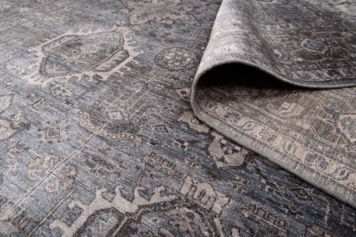 Индийский ковер KASHKAR SILK шелковый Прямоугольный 371x273cm фото крупным планом