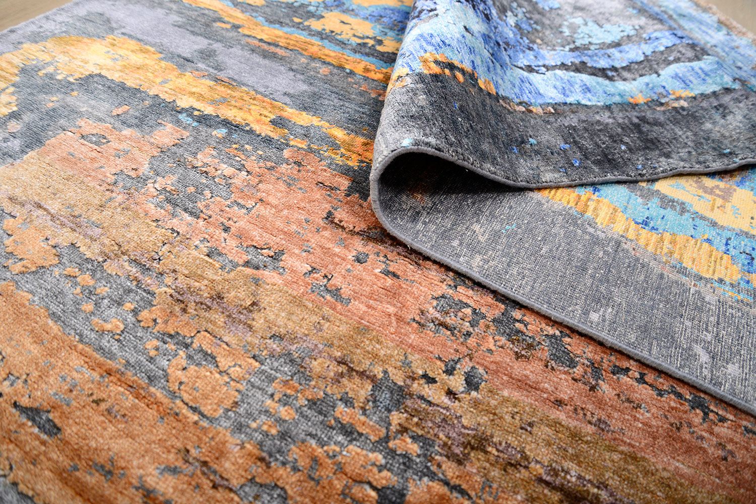 Индийский ковер ROTHKO из шелка и шерсти Прямоугольный 245x169cm фото крупным планом