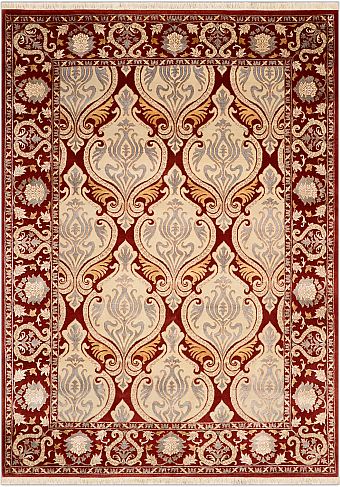 Современный Индийский ковер Damask №2004 244x173cm из шерсти и шелка в стиле неоклассика