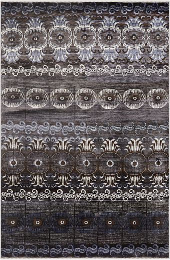 Современный Индийский ковер Ikat №2062 275x179cm из шерсти и бамб. шелка в стиле неоклассика
