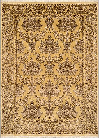 Современный Индийский ковер Damask №2043 244x177cm из шерсти и шелка в стиле неоклассика