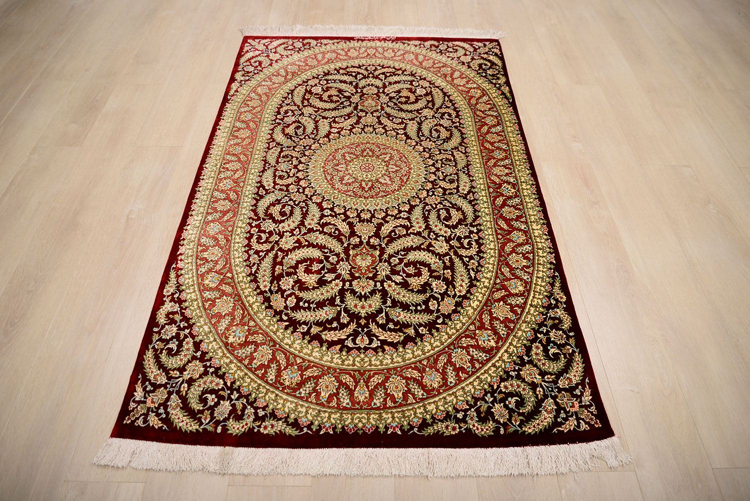 Шелковый ковер ручной вязки QOM, размер 158x98cm изображение