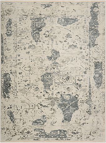 Современный Индийский ковер Shabby Classic №2158 355x267cm из шерсти и шелка в стиле неоклассика