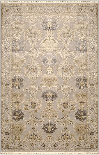 Современный Индийский ковер Kashkar №3835 305x198cm из шерсти и шелка в стиле неоклассика