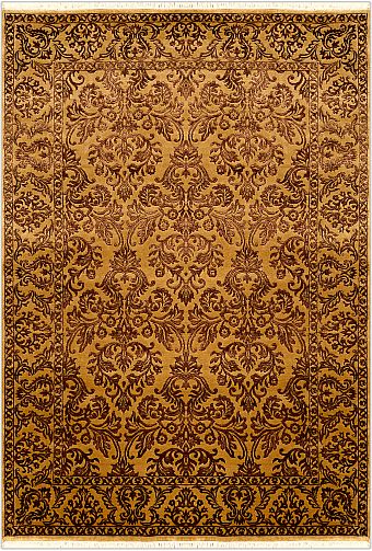 Современный Индийский ковер Damask №2197 247x172cm из шерсти и шелка в стиле неоклассика