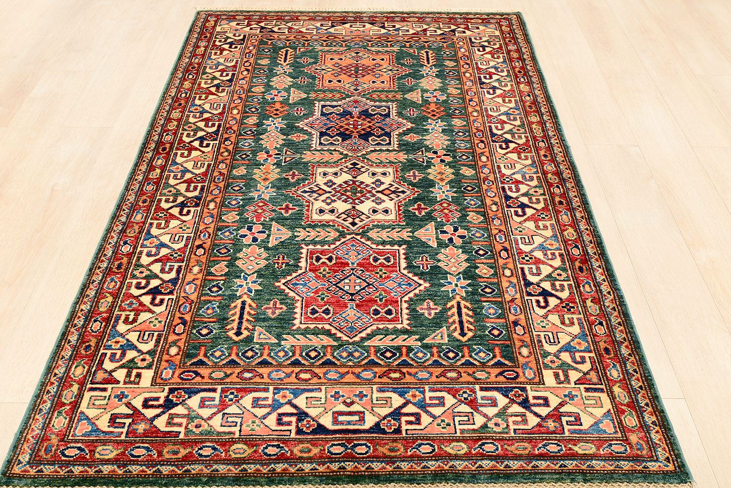 Шерстяной ковер ручной вязки KAZAKH, размер 192x122cm изображение