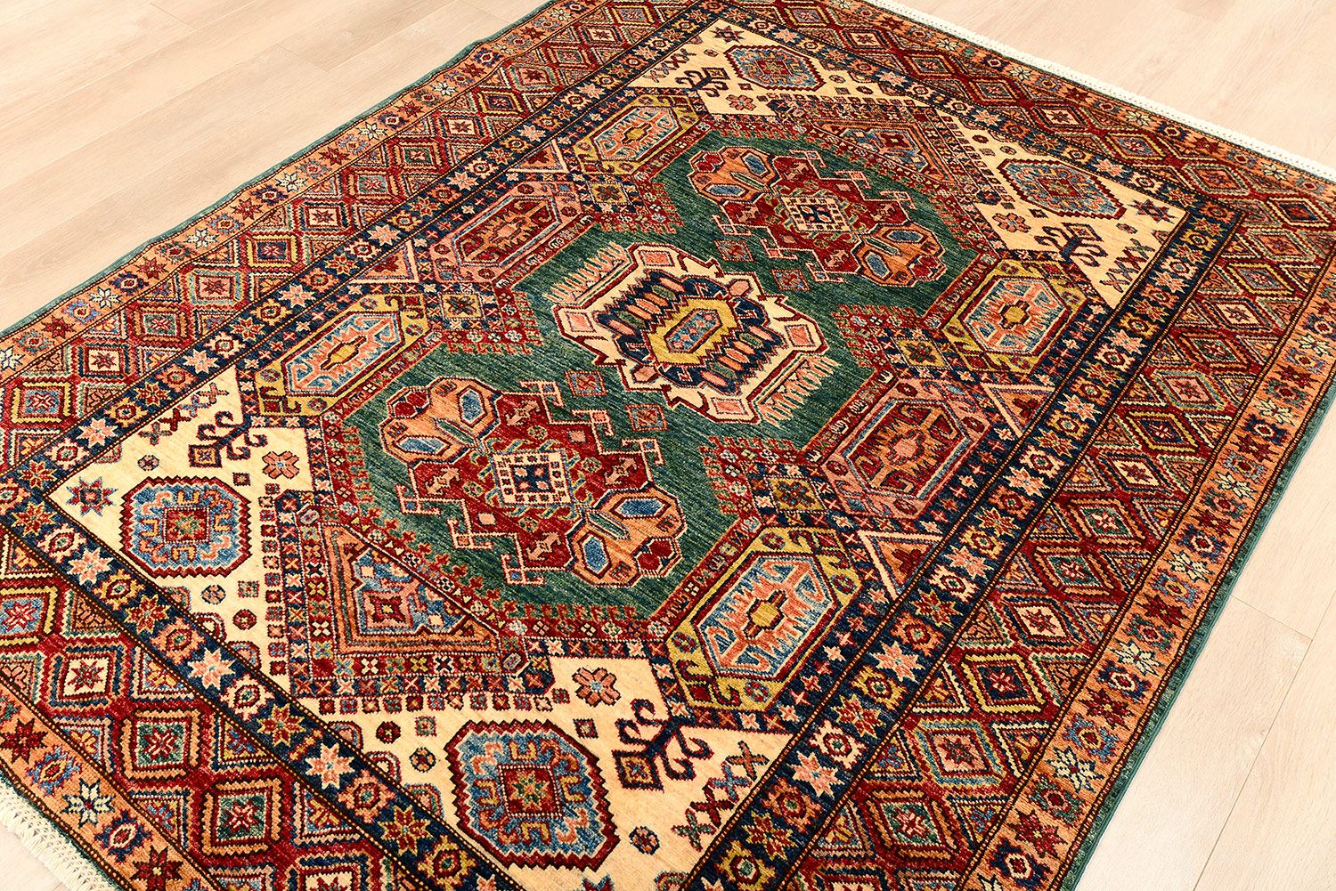 Шерстяной ковер ручной вязки KAZAKH, размер 197x158cm изображение