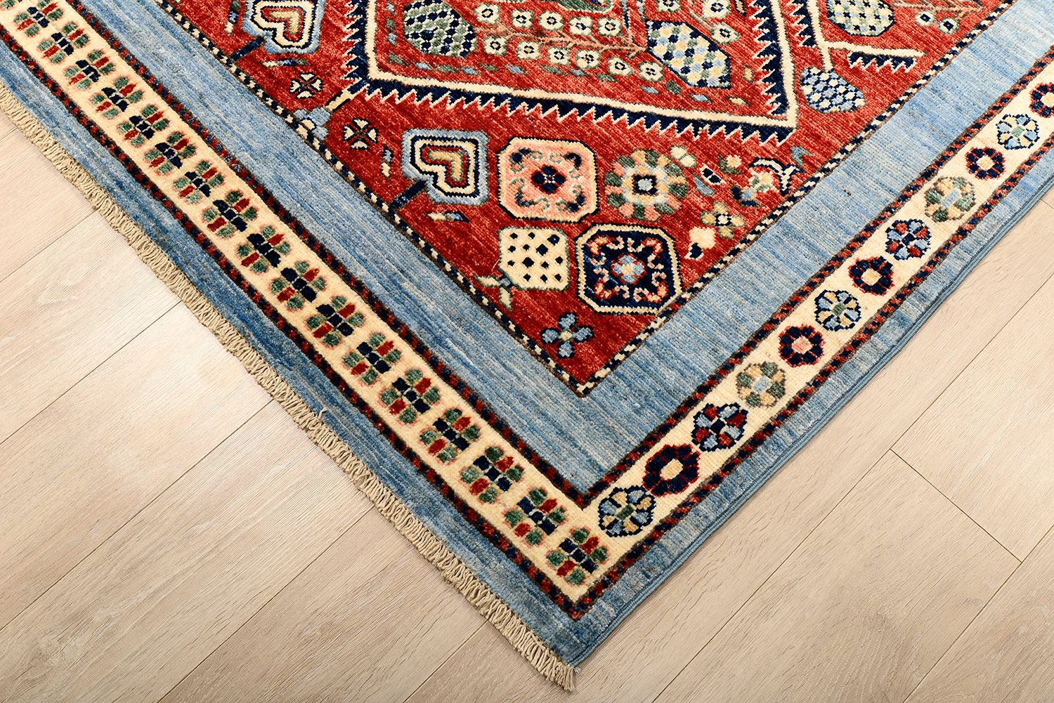 Кавказский ковер KAZAKH шерстяной Прямоугольный 183x120cm фото крупным планом