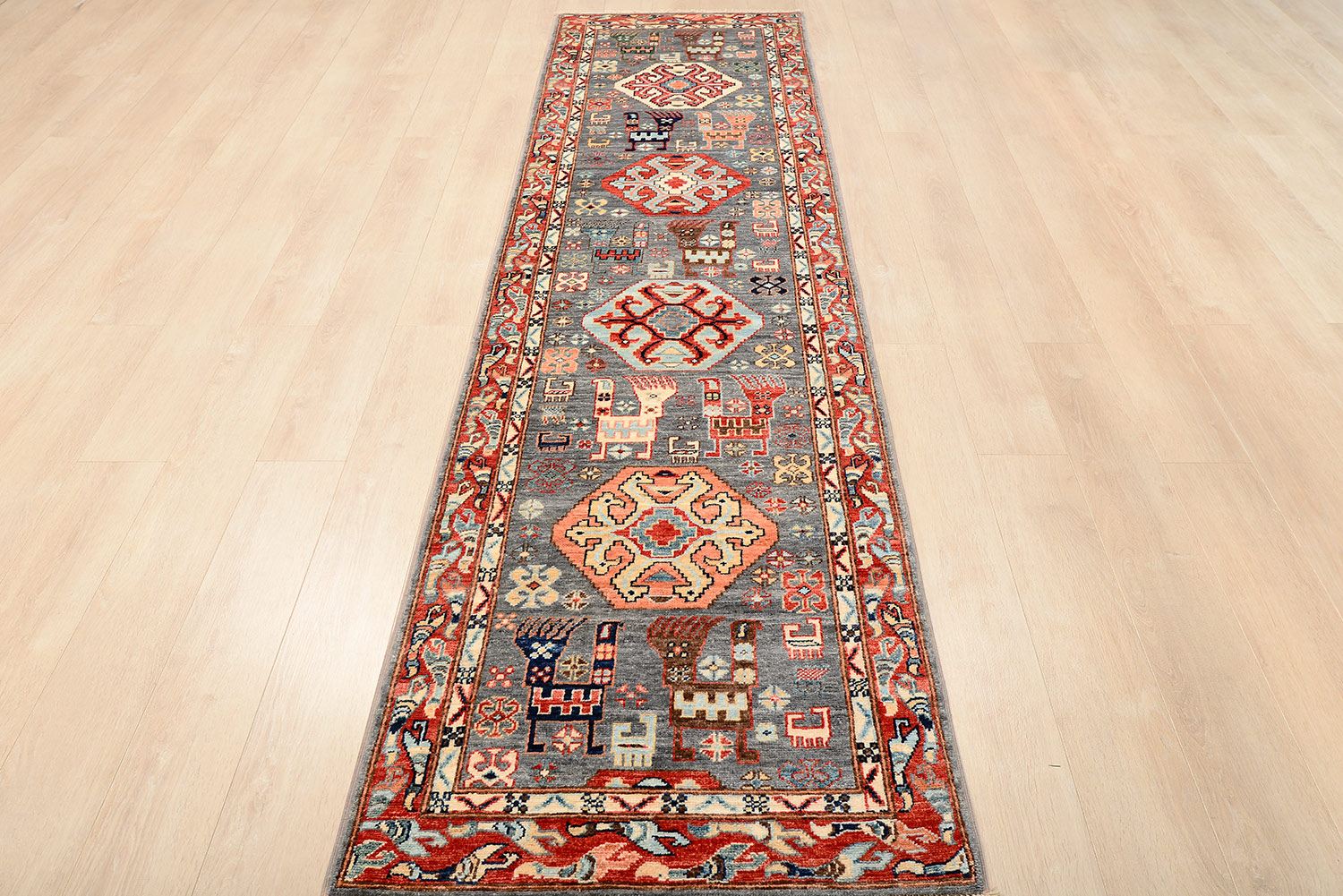 Шерстяной ковер ручной вязки KAZAKH, размер 298x76cm изображение