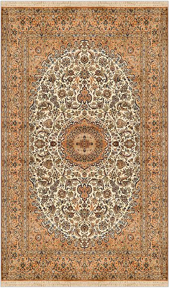 Шелковый Индийский ковер Kashmir №1639 193x127cm