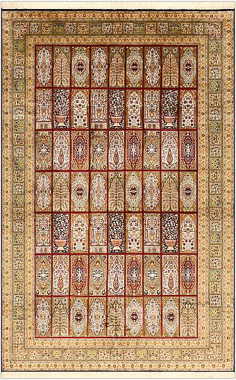 Шелковый Индийский ковер Paradise Garden №1651 275x180cm