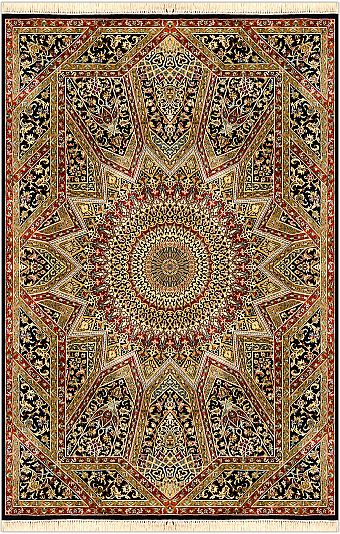 Шелковый Индийский ковер Gombad №2493 186x125cm