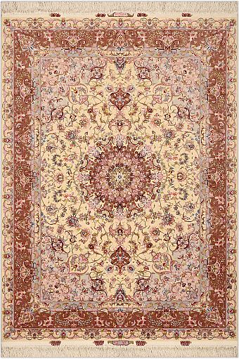 Персидский Tebriz ковер №3989 218x154cm из шелка и шерсти