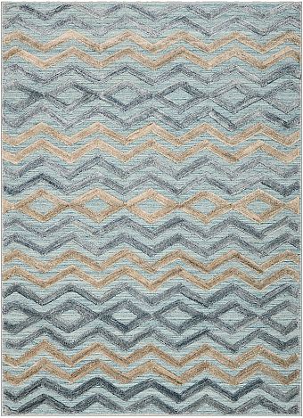 Безворсовый Индийский ковер Chevron №2947 267x186cm из шерсти и бамб. шелка