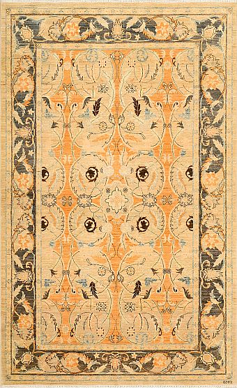 Современный Пакистанский ковер Saltani №1452 294x176cm из шерсти и шелка в стиле неоклассика