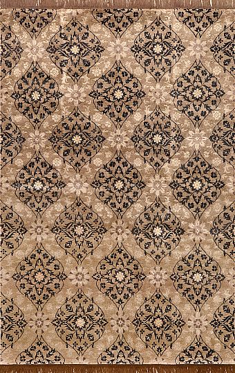 Современный Индийский ковер Damask №2060 246x161cm из шерсти и шелка в стиле неоклассика