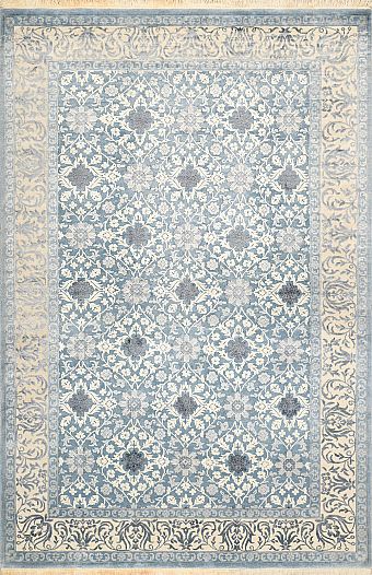 Современный Индийский ковер Damask №2091 299x198cm из шерсти и шелка в стиле неоклассика