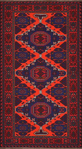 Безворсовый Дагестанский ковер Sumakh №4118 348x195cm из шерсти