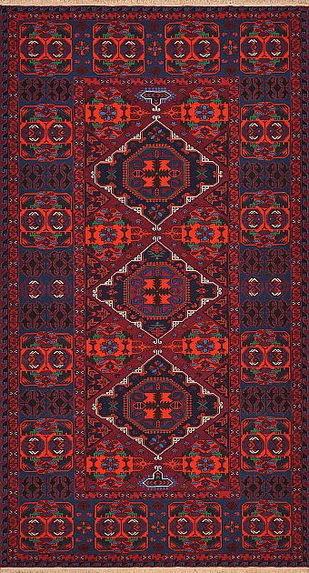 Безворсовый Дагестанский ковер Sumakh №4130 370x203cm из шерсти