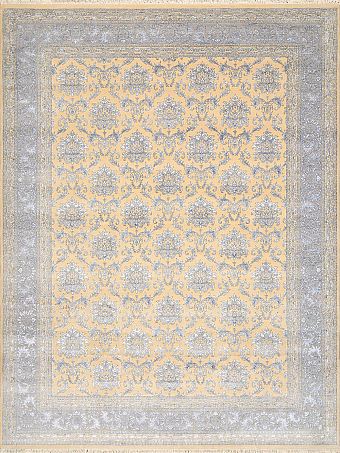 Современный Индийский ковер Damask №2130 400x300cm из шерсти и шелка в стиле неоклассика
