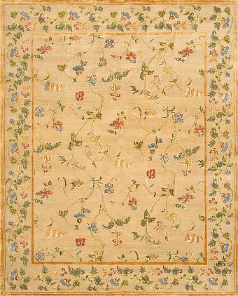 Современный Непальский ковер Floral Garden №3304 305x244cm из шерсти и шелка в стиле неоклассика