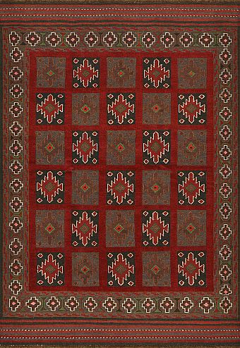 Безворсовый Пакистанский ковер Sirjan №4155 189x129cm из шерсти