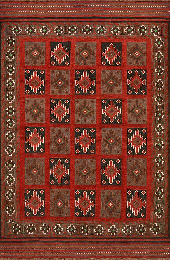 Безворсовый Пакистанский ковер Sirjan №4165 194x131cm из шерсти