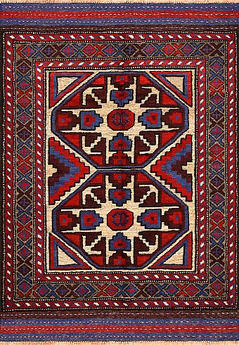 Безворсовый Пакистанский ковер Sirjan №4166 131x94cm из шерсти