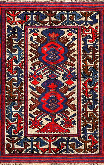 Безворсовый Пакистанский ковер Sirjan №4173 131x86cm из шерсти